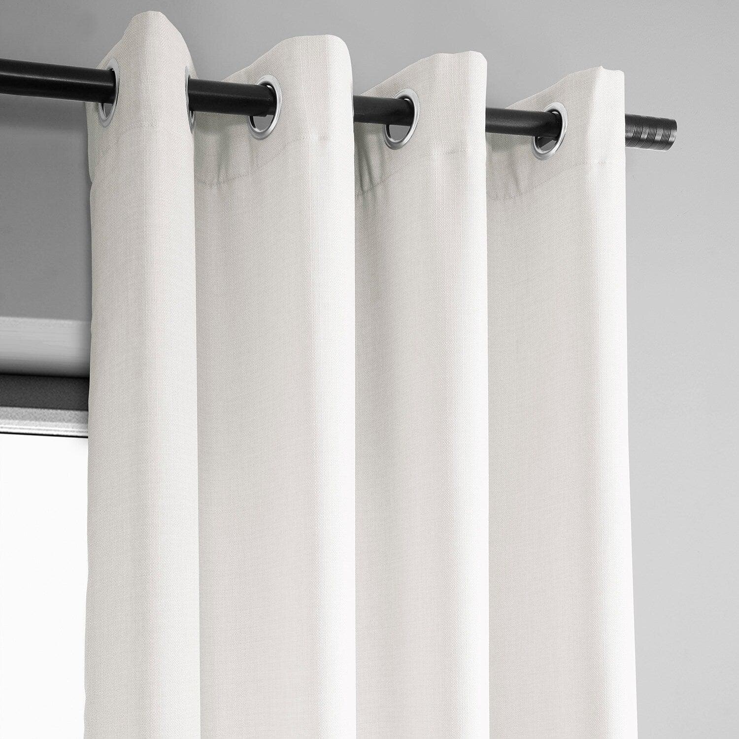 Magnolia Off White Grommet Italian Faux Linen Room Darkening Curtains - Blackout Window Drapes for Bedroom, Living Room & Home Theater - 84 Inch Length, Thermal Insulated, Noise Reducing