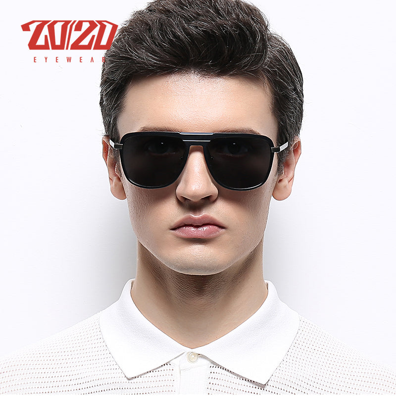 20/20 Unisex Full Rim Square Aluminum Polarized Sunglasses PK017 - Stylish UV Protection for Outdoor Activities, Driving & Fashion