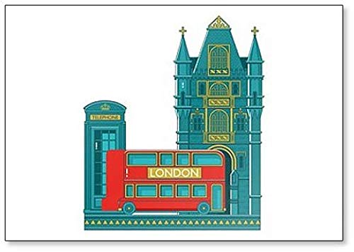 London City Buildings Silhouette Fridge Magnet - Iconic London Skyline with Big Ben & Tower Bridge - Perfect for Refrigerators, Lockers & Travel Souvenirs