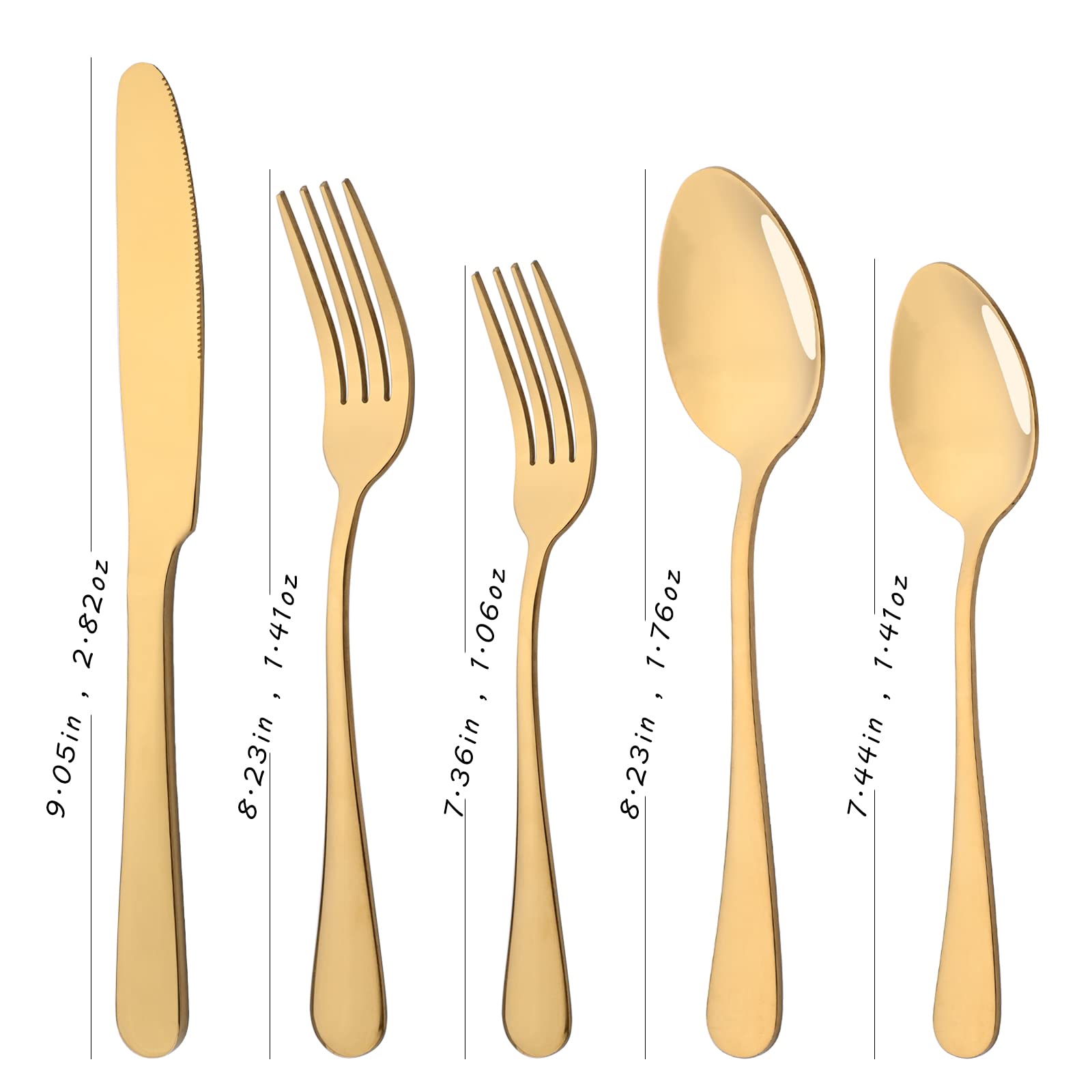 20-Piece Stainless Steel Silverware Set Service for 4 - Mirror Polished Gold Flatware Cutlery Set with Knives, Forks & Spoons - Durable Dishwasher Safe Kitchen Utensils for Dining, Parties & Everyday Use