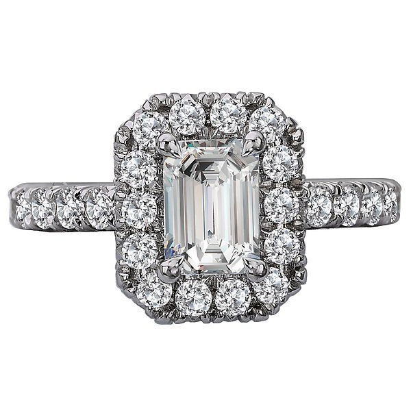 18KT 7/8 CTW Diamond Pave Octagon Halo Engagement Ring Setting for 1 CT Radiant/Emerald Cut - Perfect for Proposals, Anniversaries & Special Occasions
