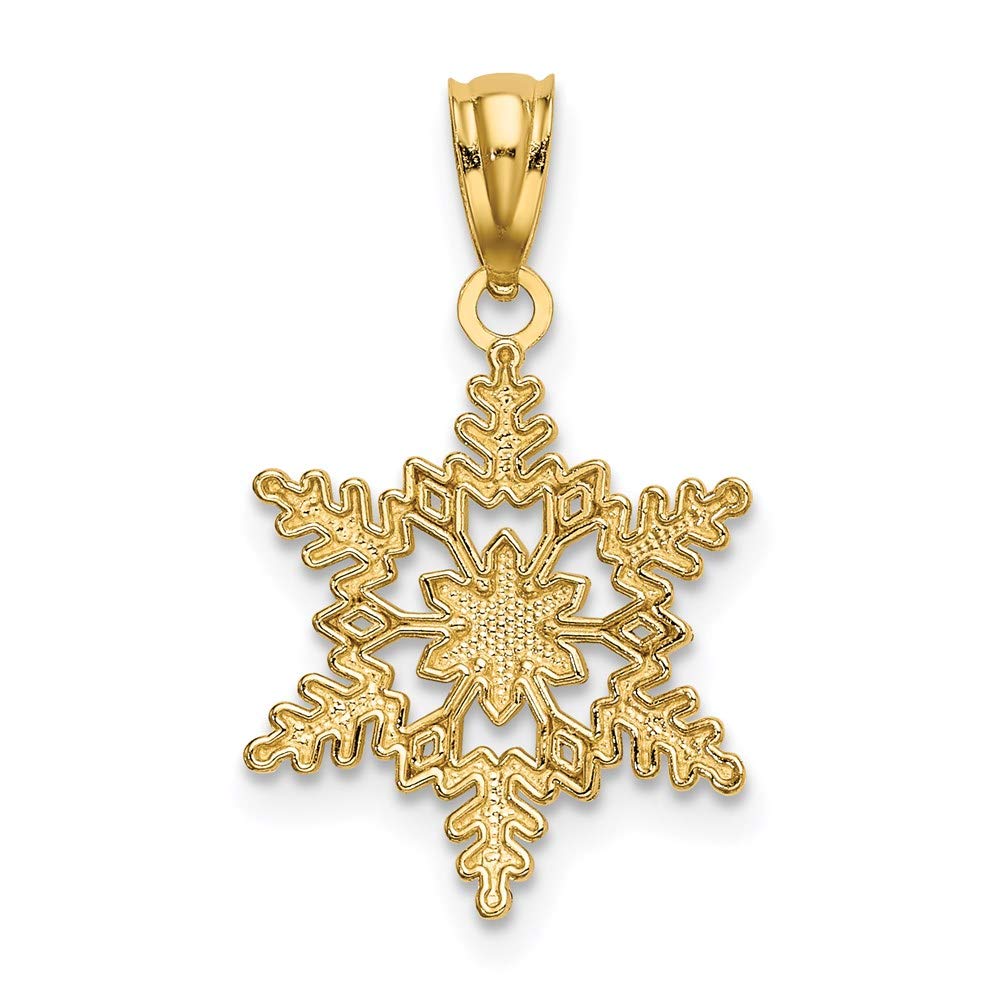 The Black Bow 14k Yellow Gold Diamond Cut Polished Snowflake Pendant 13mm - Perfect for Holiday Gifts & Winter Fashion