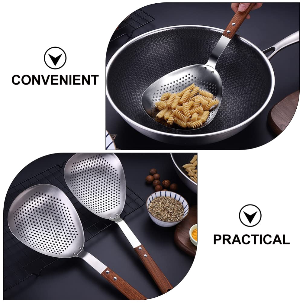 Ergonomic Stainless Steel Pepper Spoon & Noodle Strainer - Perfect for Frying, Cooking, and Kitchen Use - Durable Kitchen Accessory for Home & Restaurant