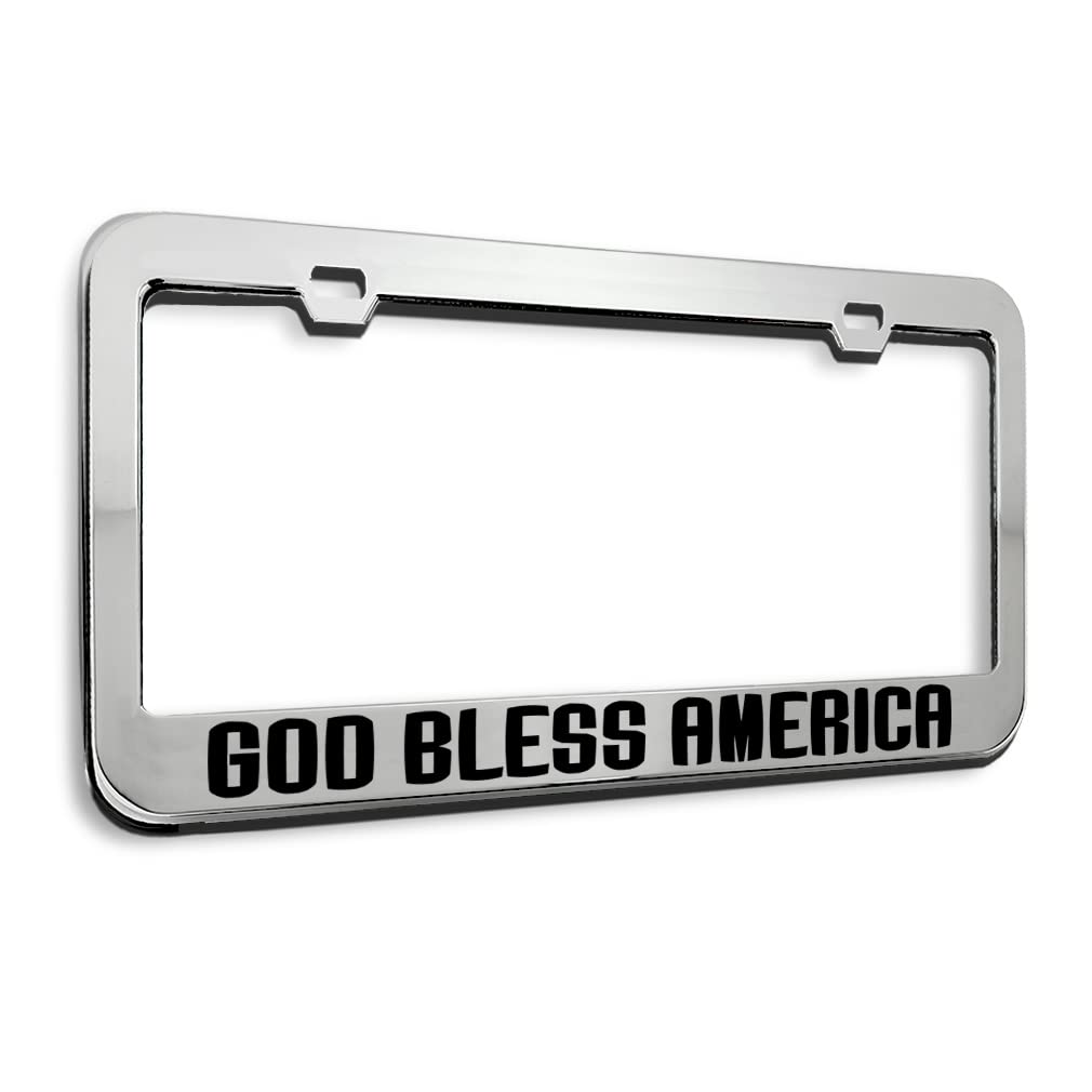 God Bless America Eagle Metal License Plate Frame - Stainless Steel Car Tag Holder with 2 Holes - Durable Auto Accessory for Trucks, SUVs & Cars - Perfect for Patriotic Drivers & 4th of July Decor