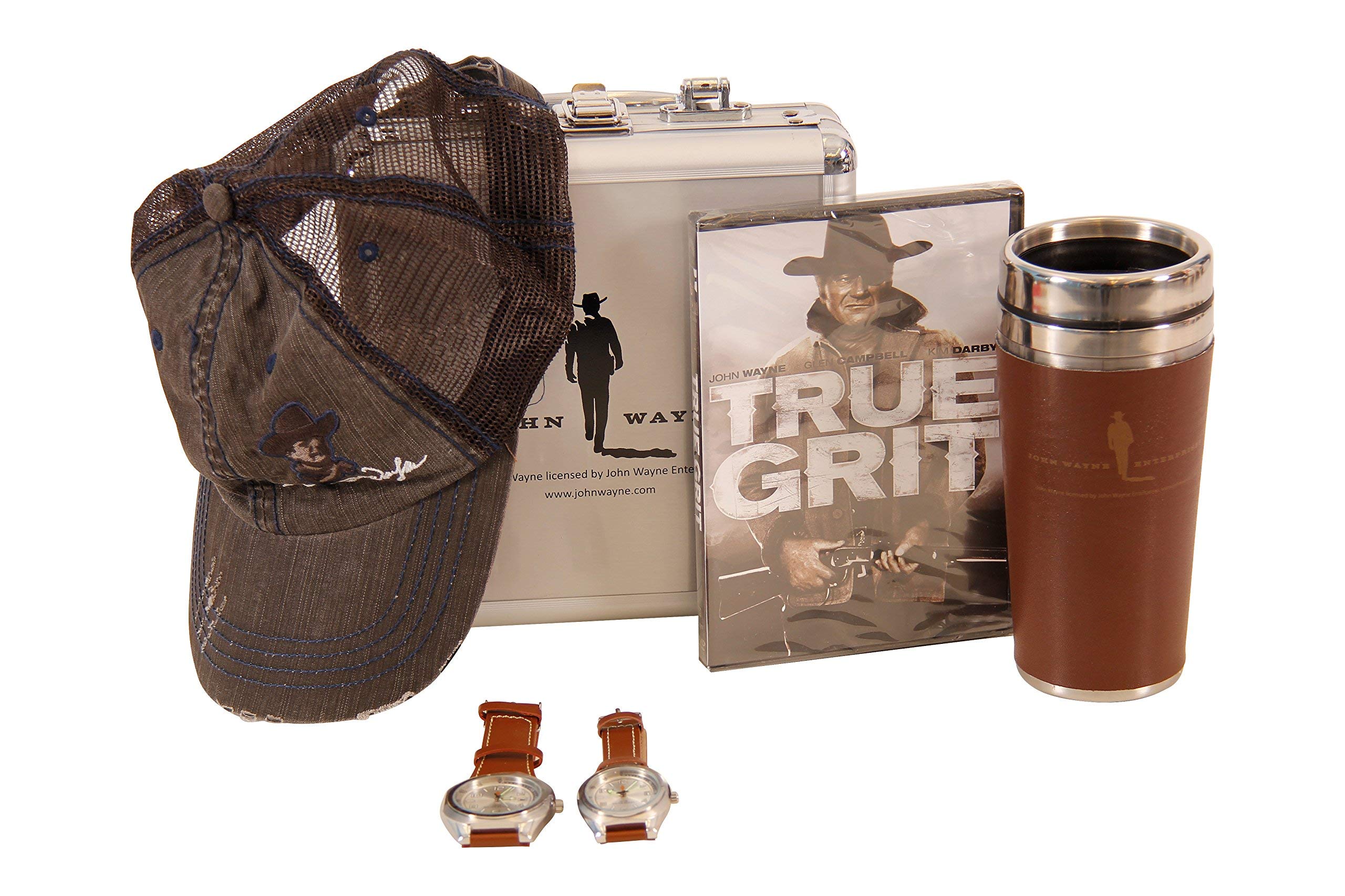 John Wayne Collectibles Set - Coffee Mug, Wristwatch, Baseball Cap, Poker Game & True Grit DVD - Perfect for Western Fans, Movie Nights & Themed Parties