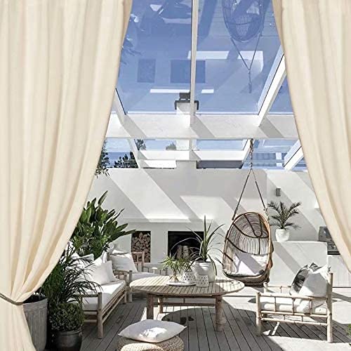 LORDTEX Waterproof Blackout Curtains for Patio - Thermal Insulated Sun Blocking Window Drapes with Detachable Sticky Tab Top, 100 x 84 Inch, 2 Panels, Vanilla | Perfect for Bedroom, Living Room, Pergola, Cabana & Outdoor Spaces