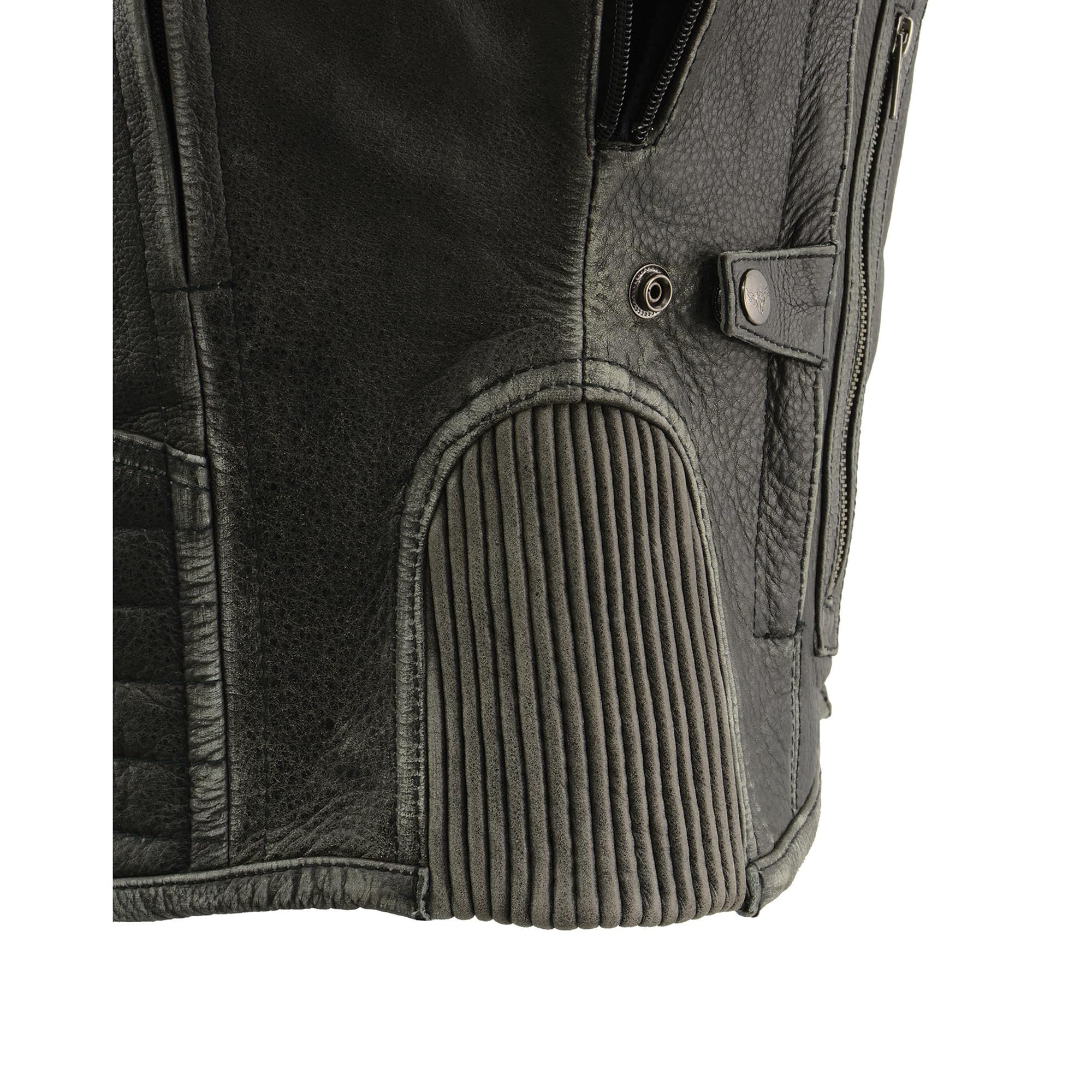 Milwaukee Leather Men's Vintage Grey Distressed Triple Vented Biker Jacket MLM1536 - Motorcycle Riding, Casual Wear & Outdoor Adventure