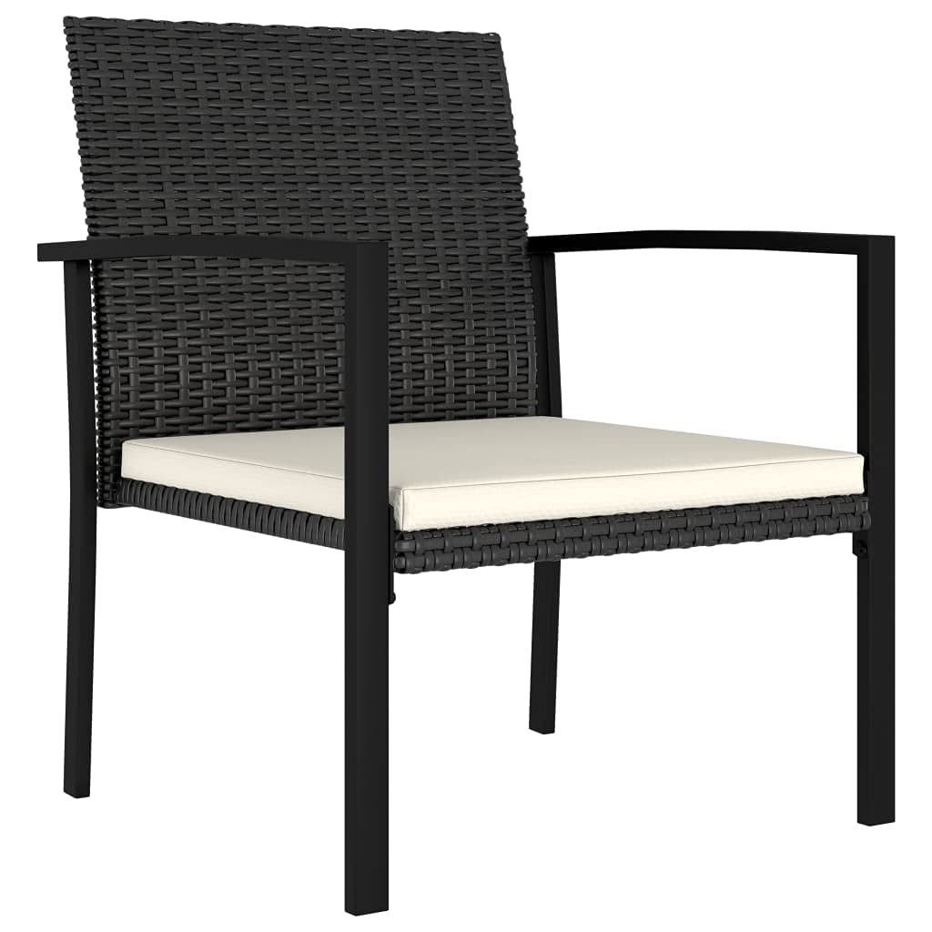 Durable Weatherproof Outdoor Chairs Set of 2 - Black Poly Rattan Garden Dining Furniture for Patio, Backyard & Poolside Relaxation