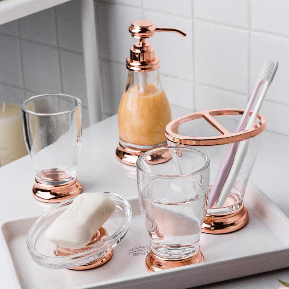 Rose Gold Transparent Coffee Cup & Champagne Glass Set - Elegant Bathroom & Kitchen Drinkware for Home, Office, Party Use