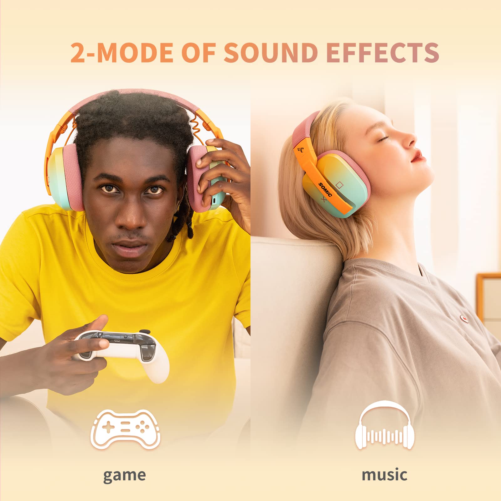 SOMIC G810 Wireless Gaming Headset - 2.4G Low Latency Bluetooth 5.2 Headphones with Built-in Mic for PC, PS4, PS5, Laptop | 50H Battery Life, RGB Lighting, Foldable Design | Perfect for Gaming, Streaming & Online Meetings (Xbox Compatible in Wired Mode)