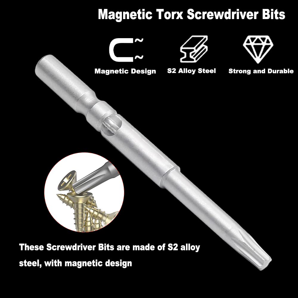 Utoolmart 10-Piece Magnetic Torx Screwdriver Bits Set - T8 Size, 5mm Round Shank, 150mm Length, Premium S2 Steel - Perfect for Electronics Repair, Furniture Assembly & DIY Projects
