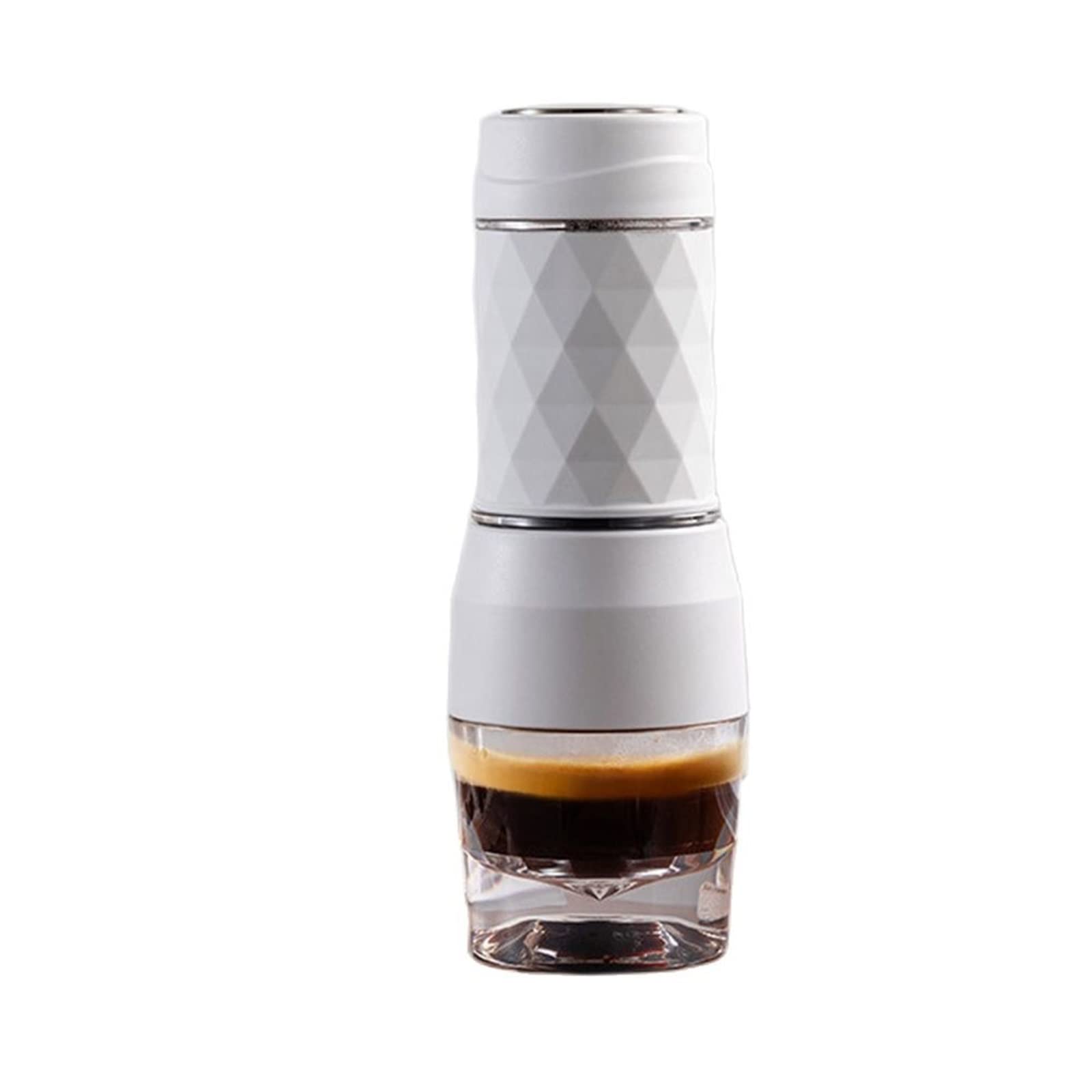 Portable Manual Espresso Coffee Maker - White Capsule Pressure Hand Press Machine for Black Coffee, Mini Coffee Pot & Cup - Perfect for Home, Office, Camping & Travel Use