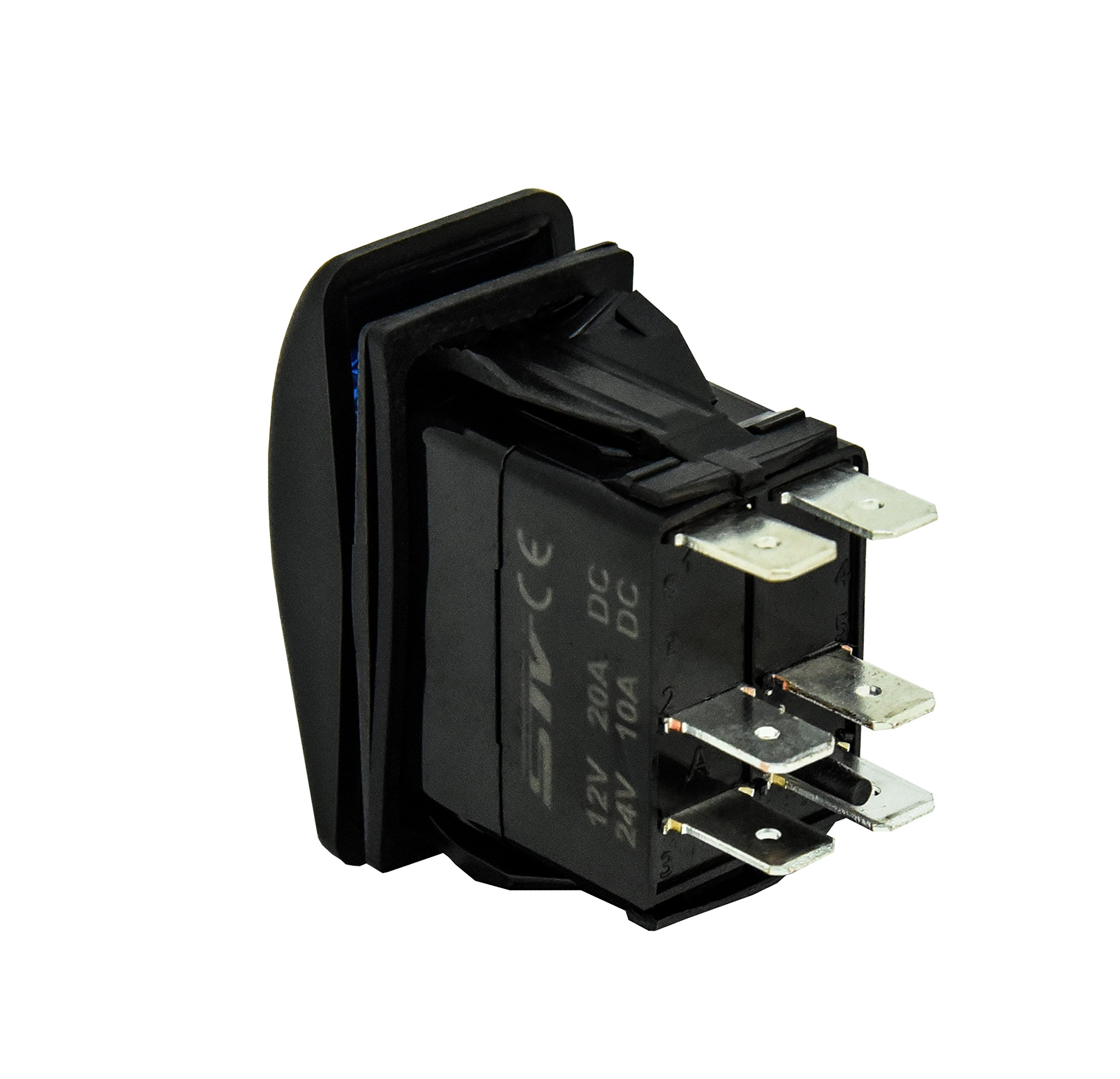 STV Motorsports 12V Green LED Rocker Switch - 3 Position ON/ON/OFF, 6 Pin Waterproof Toggle for Off-Road LED Light Bars & Automotive Applications - Perfect for Trucks, Jeeps, ATVs & Marine Use