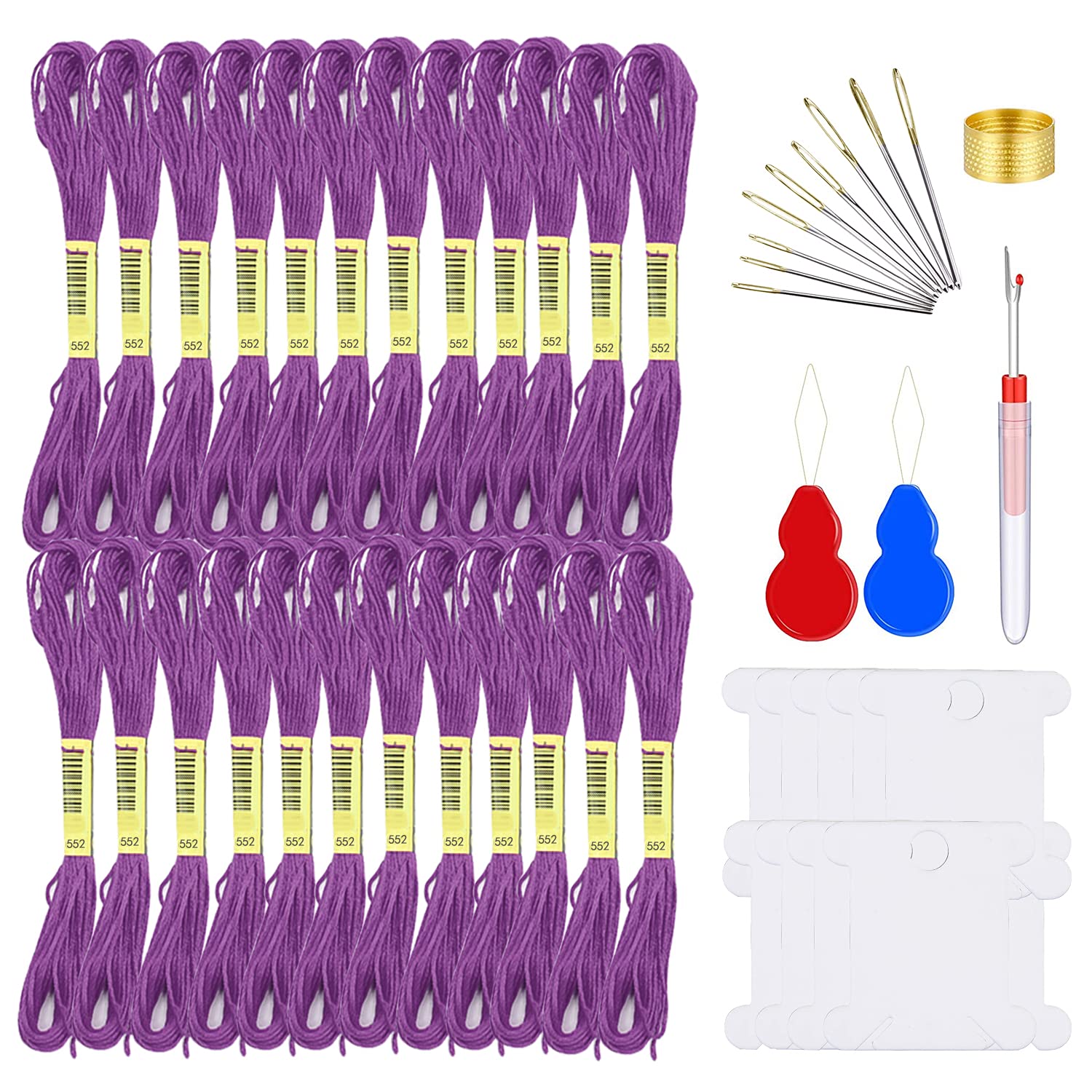 FALIDI 24 Skeins Premium Embroidery Floss Kit - High-Quality Cross Stitch Thread for Knitting, Needlework & DIY Craft Projects (Purple) - Perfect for Scrapbooking, Handmade Cards & Home Decor