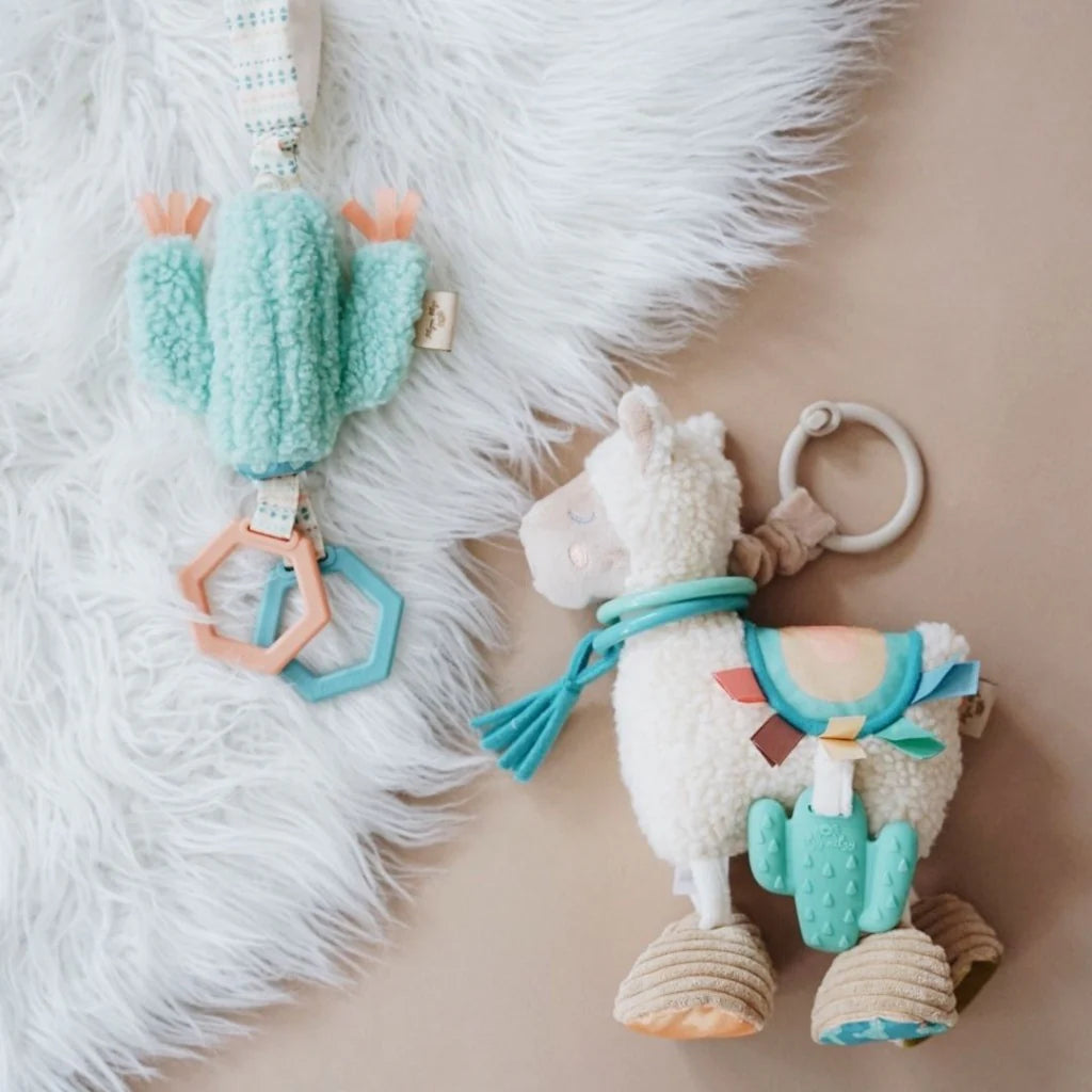 Itzy Ritzy Link & Love Teething Activity Toy for Babies - Soft Chewable Sensory Toy with Textured Surface for Soothing Sore Gums - Perfect for Teething Infants, On-the-Go Play & Developmental Stimulation