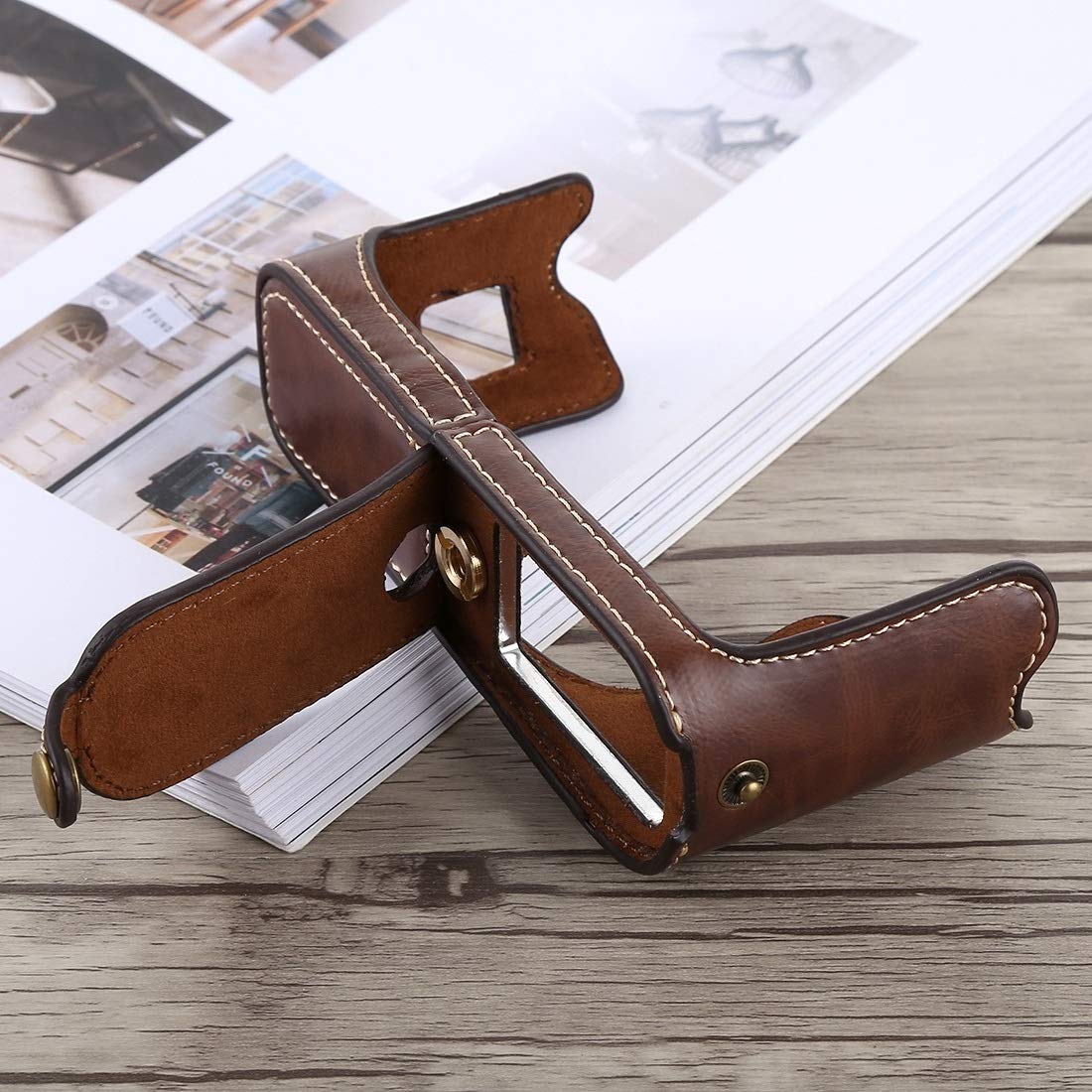 Premium PU Leather Camera Half Case with 1/4