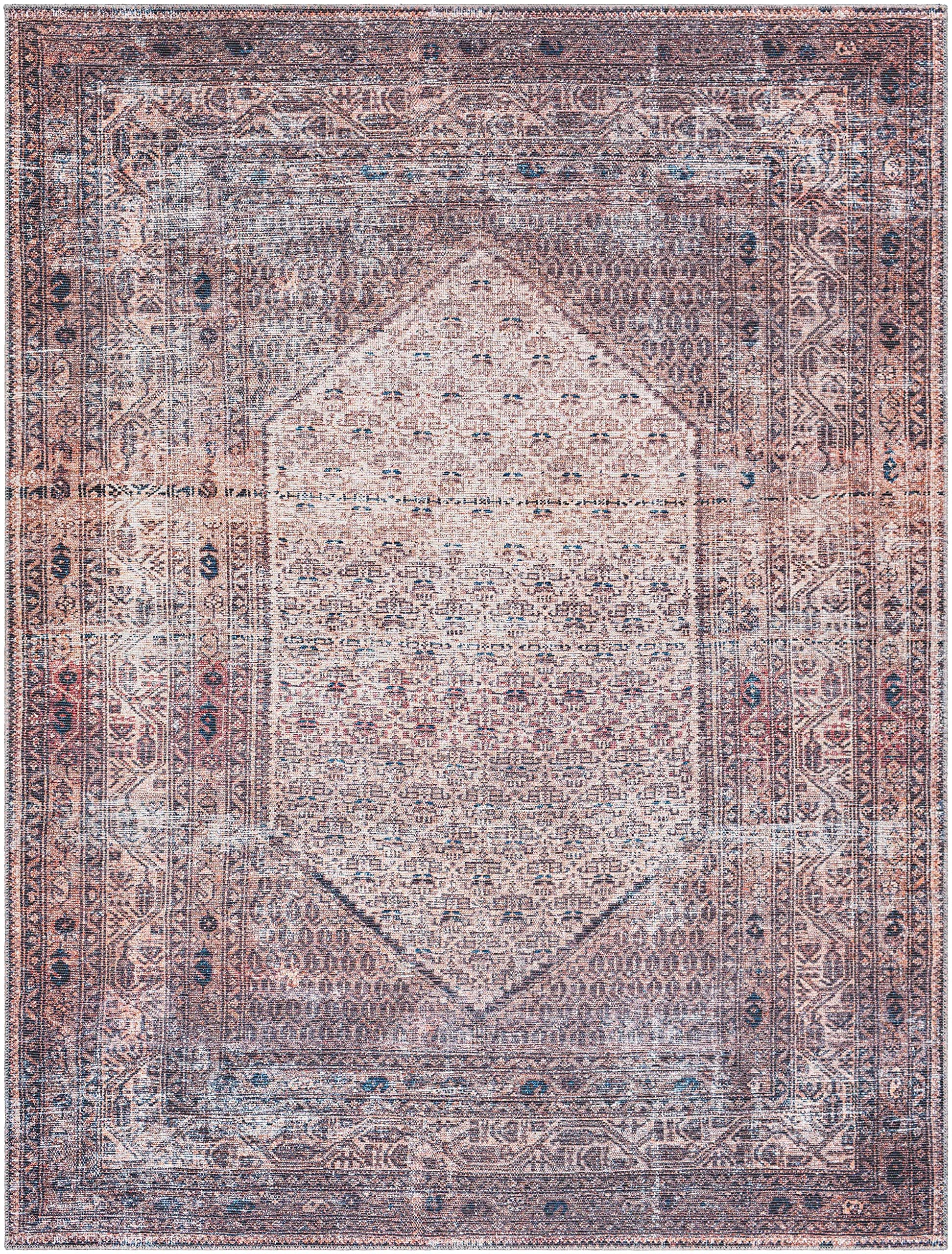 Hauteloom Bagacay Machine Washable Runner Rug - Traditional Design in Plum, Teal & Dusty Pink - 2'7