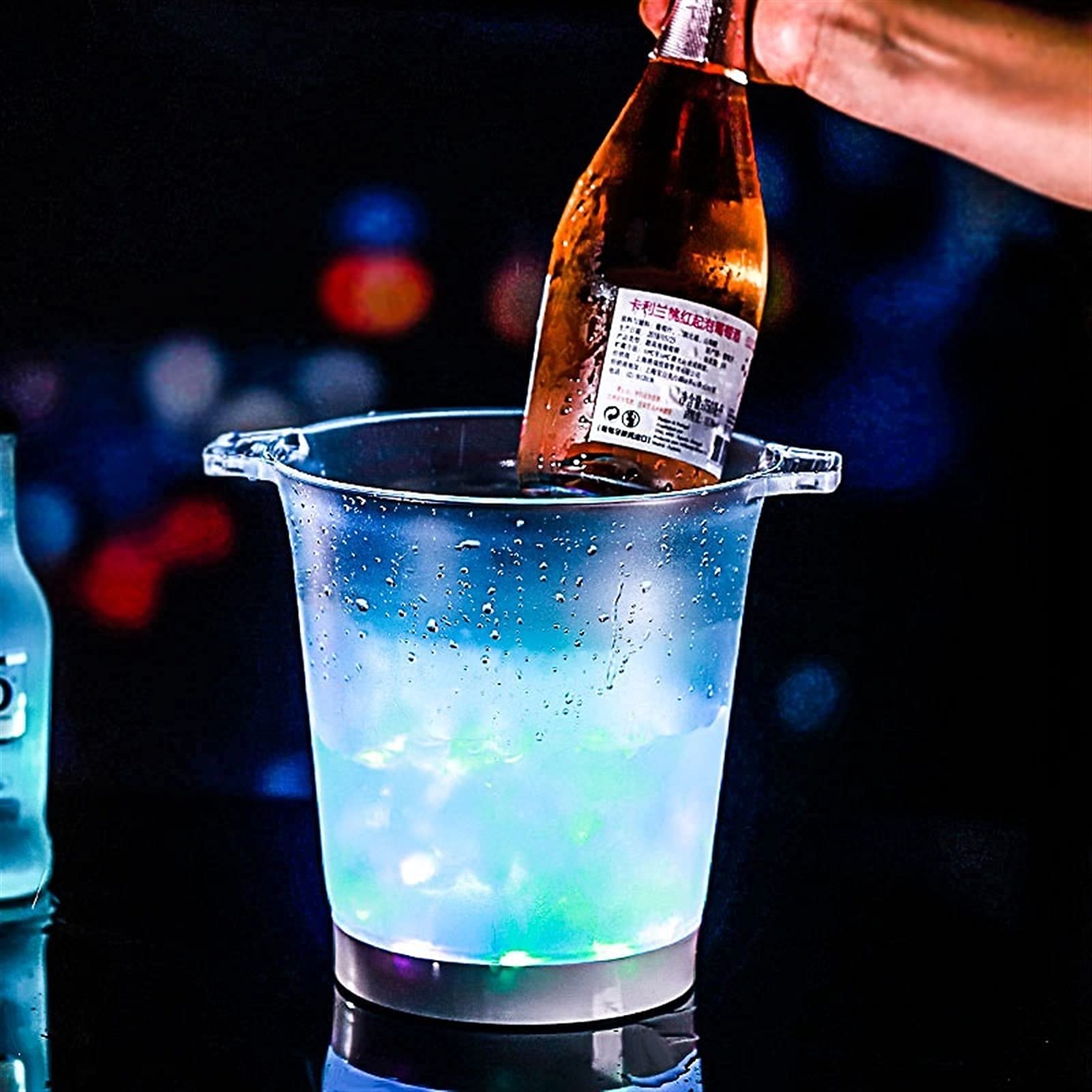 AWJ 5L LED Ice Bucket with Color Changing Lights - Battery Powered Waterproof Drink Container for Wine, Champagne, Beer & Beverages - Perfect for Party, Home, Bar & Outdoor Gatherings