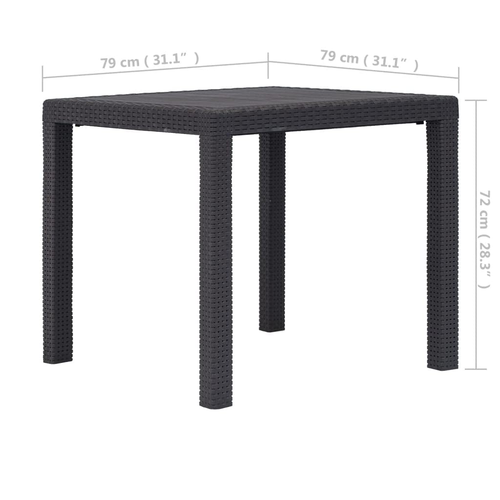 YAFF Rattan Look Plastic Patio Dining Table - 31.1