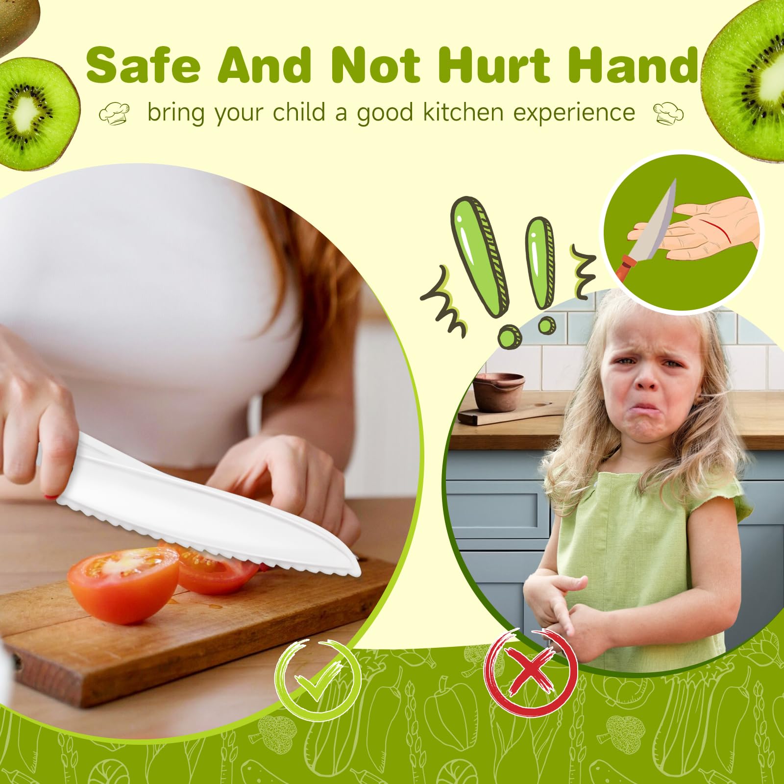 Kids Knife Set for Real Cooking - Safe Kitchen Knives with Cutting Board, Crinkle Cutters & Food Conversion Chart - Toddler Cooking Tools for Boys & Girls Ages 2-10 - Perfect Christmas & Birthday Gift for Young Chefs - Ideal for Cooking Classes, Play Kitchens & Family Meal Prep