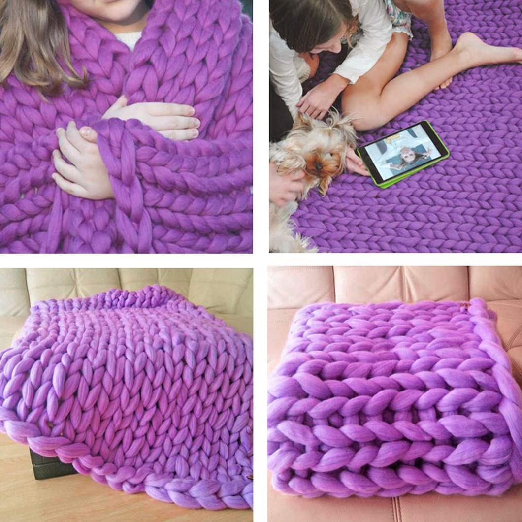 Chunky Knit Blanket - Super Soft Handmade Bulky Knit Throw for Bed, Couch & Sofa | Cozy Home Decor for Winter Nights, Movie Time & Relaxation