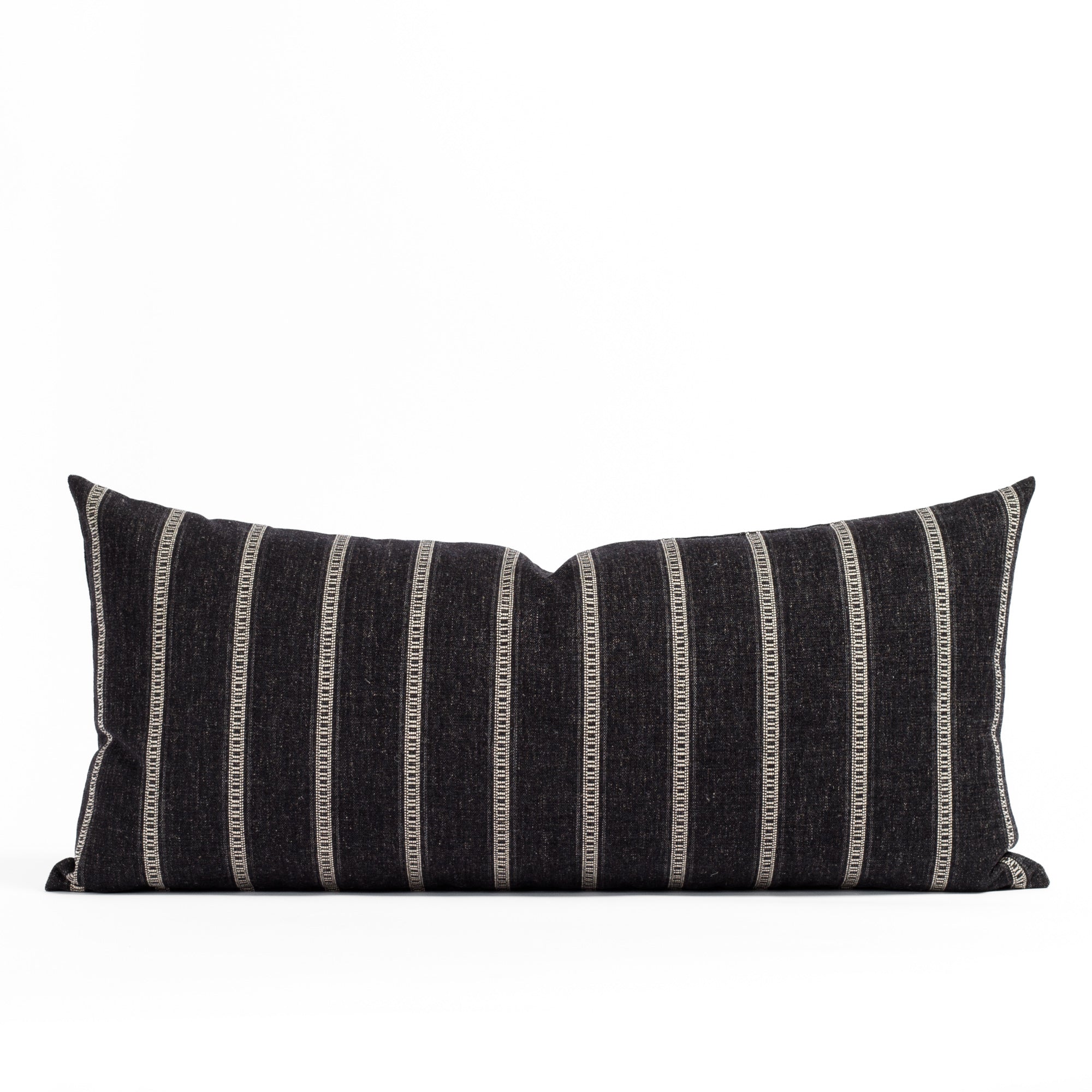 Brunswick Stripe 15x32 XL Lumbar Pillow in Onyx - Perfect for Sofa, Bed & Office Chair Support