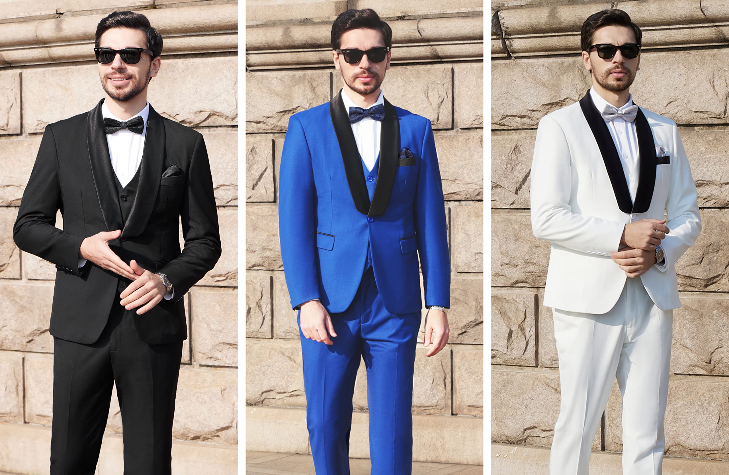 Premium Slim Fit Men's 3-Piece Suit Set - Single Button Tuxedo Blazer, Vest & Dress Pants for Wedding, Party & Formal Events | Business & Evening Occasions