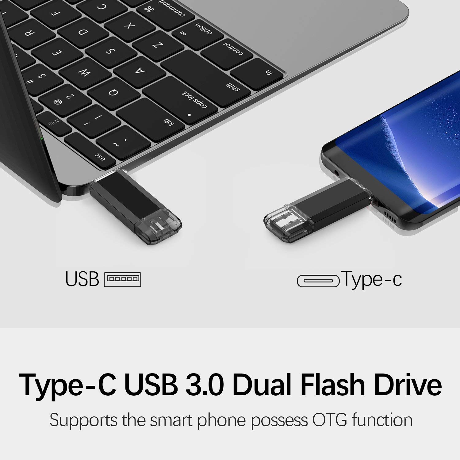 KOOTION 128GB USB C Flash Drive - High Speed 90MB/s for Samsung/Huawei - Travel & Work Storage