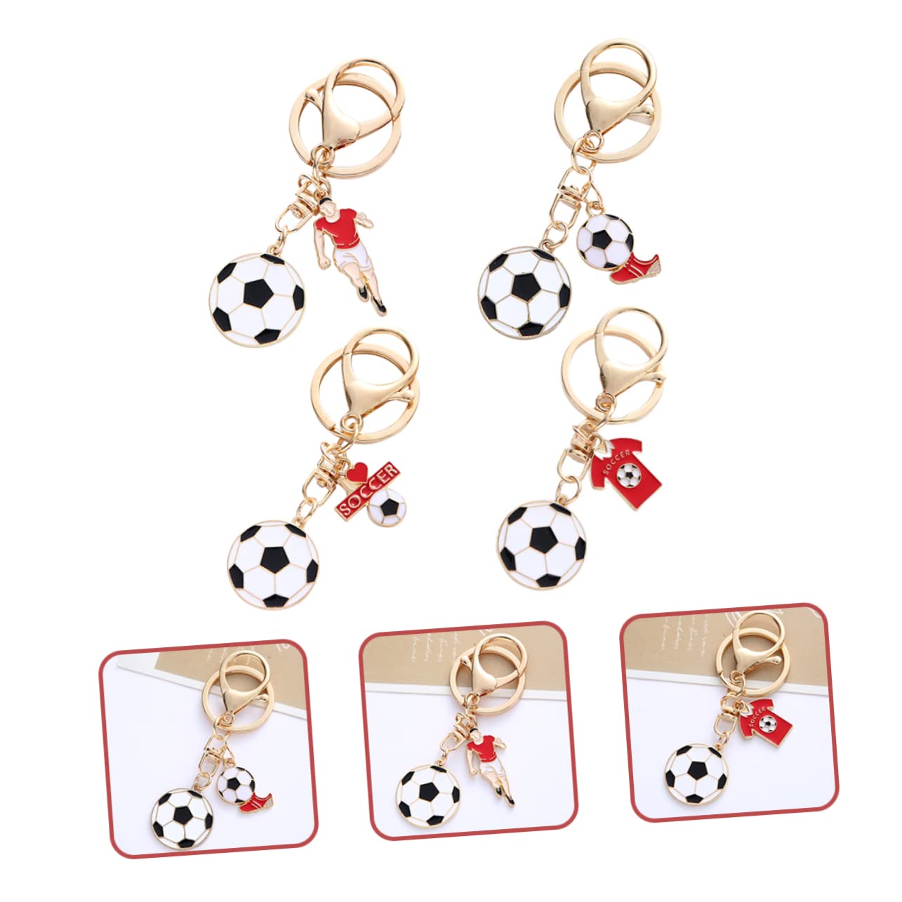 16 Pcs Football Keychain Set - Zinc Alloy Key Rings for Sports Fans & Gifts