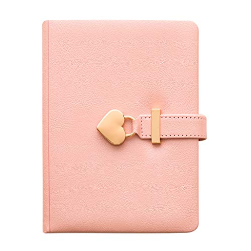 Heart-Shaped Lockable Diary Notebook - PU Leather Password Journal for Girls, Couples, Creative Stationery & Gift Ideas | Perfect for Valentine's Day, Anniversaries & Romantic Occasions (Pink, Style A)