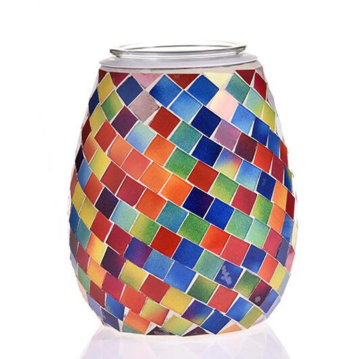 Rainbow Mosaic Glass Fragrance Warmer Night Light - Electric Wax Melter for Scented Candles, Wax Melts & Essential Oils | Aromatherapy Diffuser for Home, Bedroom, Bathroom & Office Decor