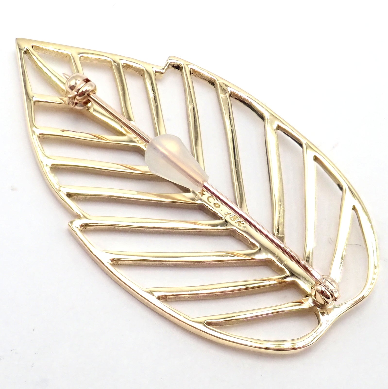 Authentic Tiffany & Co Angela Cummings 18k Yellow Gold Leaf Pin Brooch Vintage 1981 - Elegant Jewelry Gift for Women, Perfect for Weddings, Parties & Special Occasions