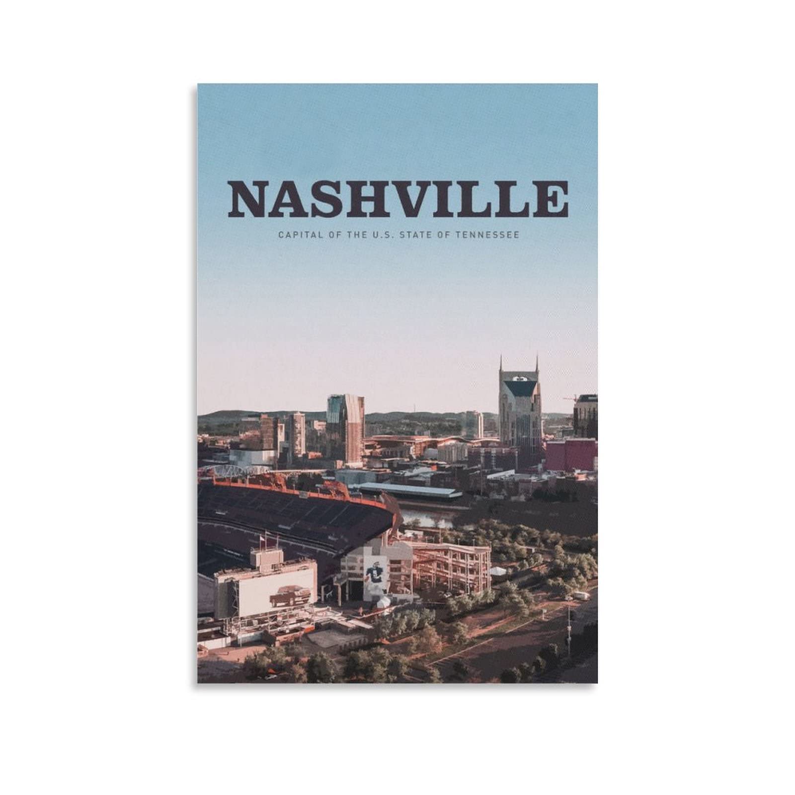 Vintage Nashville Travel Posters - Cityscape Canvas Wall Art Prints for Living Room & Bedroom Decor - Perfect for Home, Office, and Gift Giving
