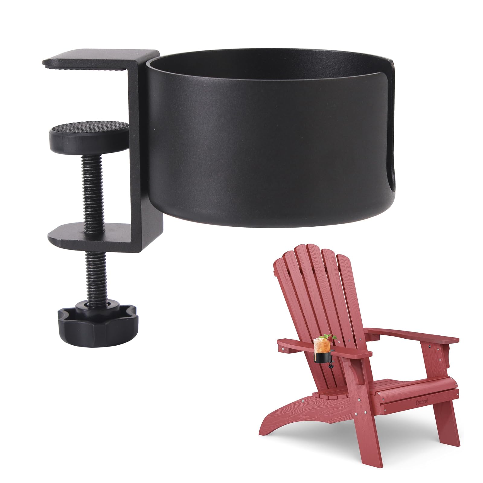 **Durable Adirondack Chair Cup Holder - Anti-Spill & Anti-Slip Drink Holder Attachment - Easy to Install - Perfect for Patio, Deck, Poolside & Outdoor Relaxation**
