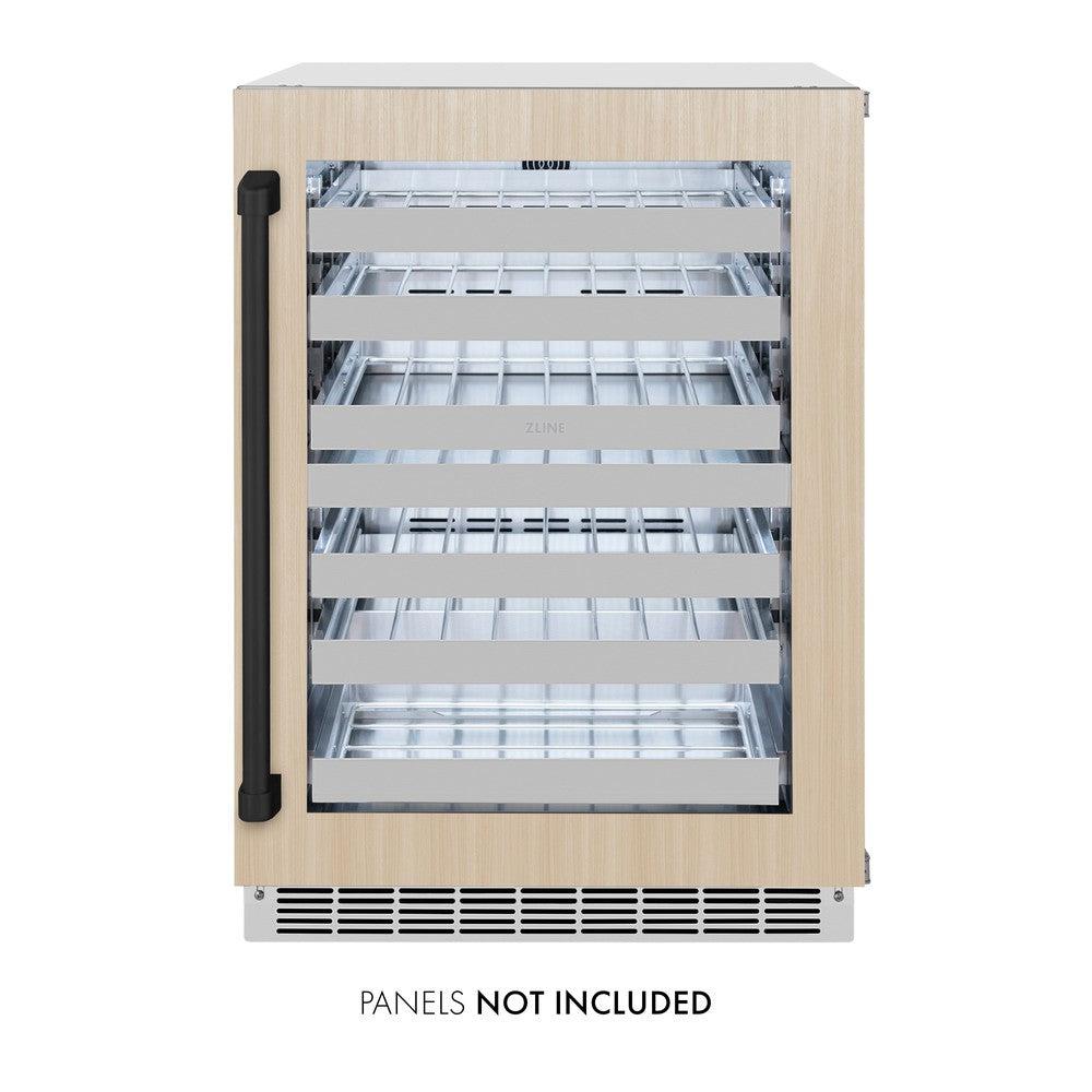 ZLINE Autograph Edition 24 Inch Touchstone Dual Zone 44 Bottle Wine Cooler with Panel Ready Glass Door - Matte Black Handle (RWDPOZ 24 MB) - Perfect for Home Bars, Wine Cellars, and Entertaining Spaces