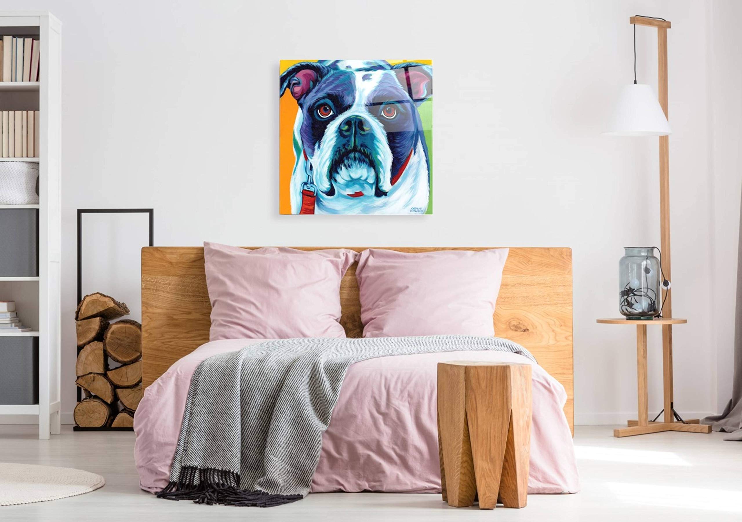 Cute Pups II by Carolee Vitaletti - 36x36 Inch Acrylic Glass Wall Art Painting, Modern Dog Artwork for Living Room, Bedroom & Office Decor