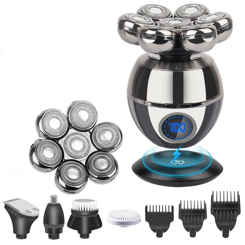 Professional 5-in-1 Electric Head Shaver for Men - Bald Head Shaver, Beard Trimmer & Hair Clipper | Smooth Shaving Machine for Bald Men | Perfect for Home, Travel & Grooming Kits