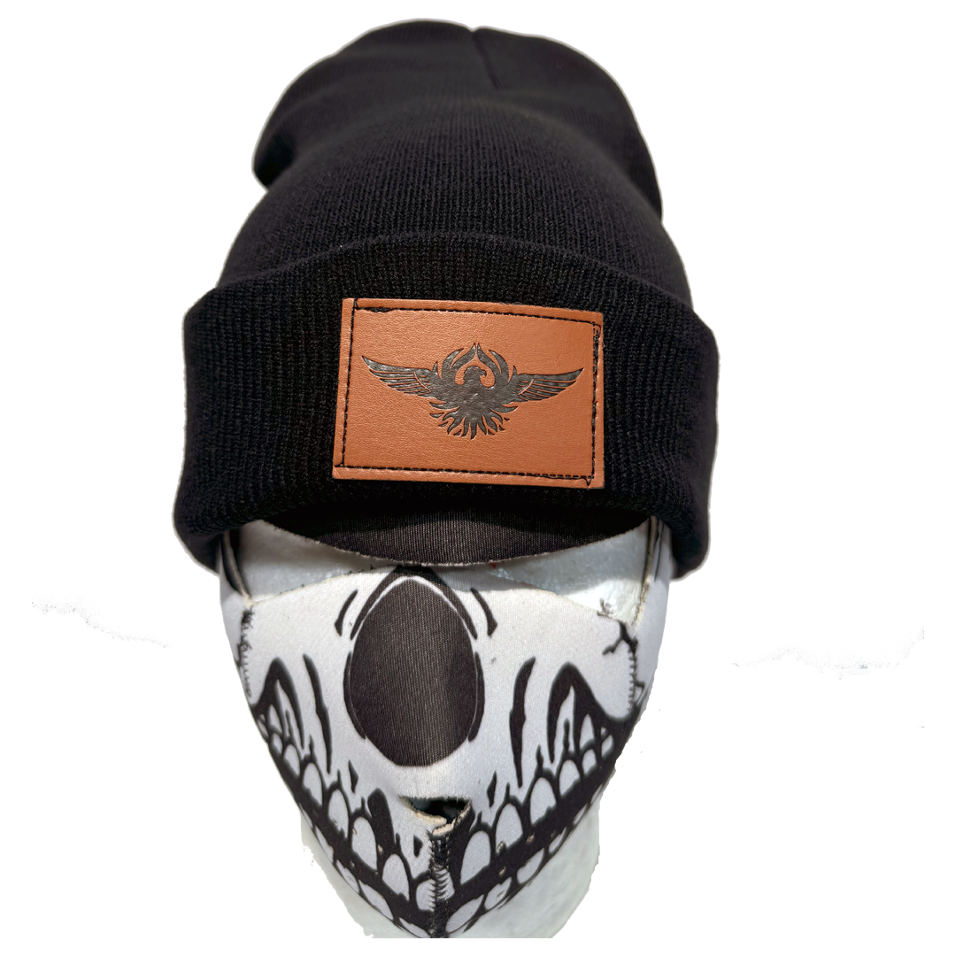 Eagle Leather Knit Beanie for Men & Women - Winter Warm Wool Blend Hat for Outdoor Activities, Hiking, and Casual Wear