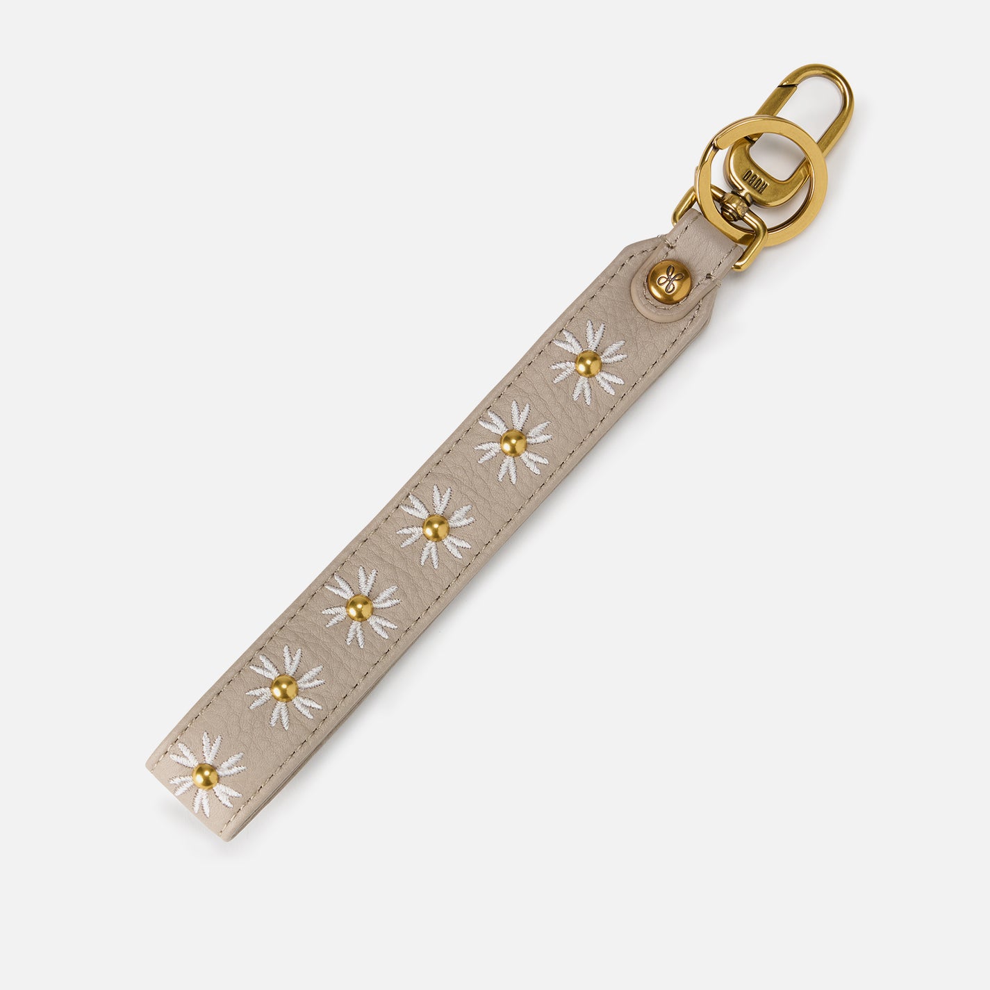 Floral Stud Wristlet Strap in Pebbled Leather - Taupe Crossbody Bag for Women | Fashion Accessories for Daily Use, Parties & Special Occasions