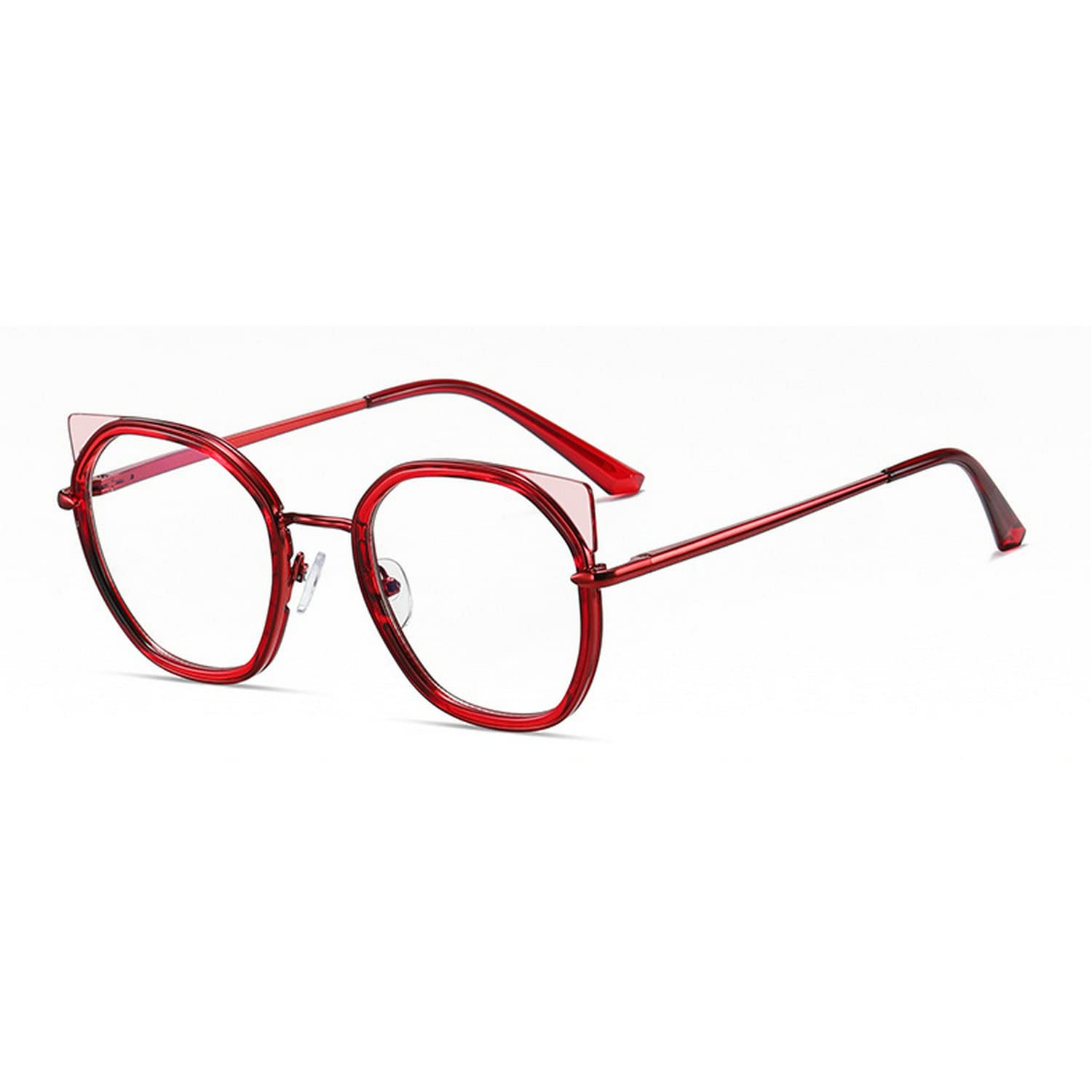 Melrose Fashion Cat Eye Glasses - Red Metal Frame Blue Light Blocking Glasses for Women - Perfect for Computer Use & Reading