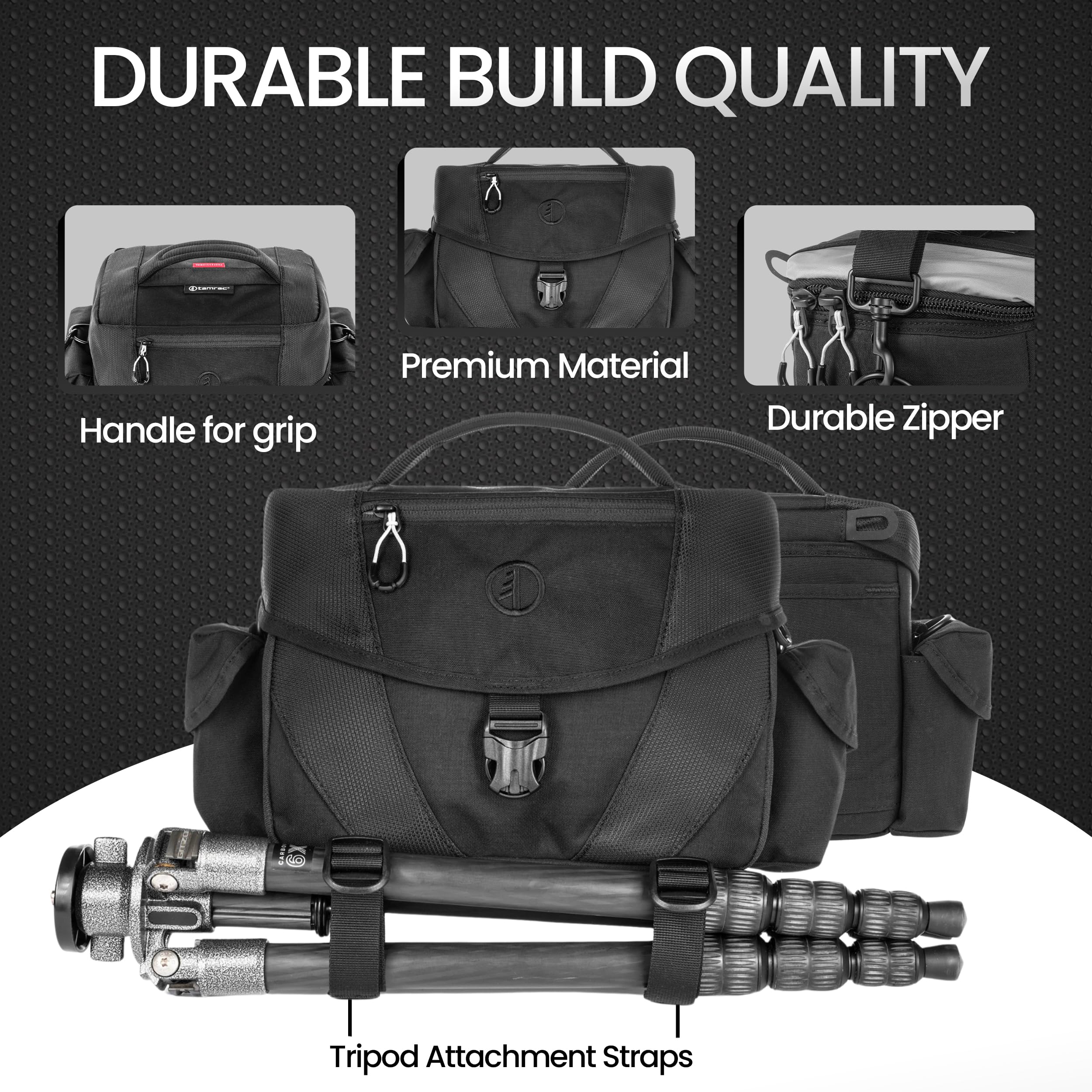 Tamrac Stratus 6 DSLR & Mirrorless Camera Bag - Waterproof Shoulder Bag for Photographers with Tripod Holder & Accessory Pockets (Black) - Perfect for Travel, Hiking & Outdoor Photography