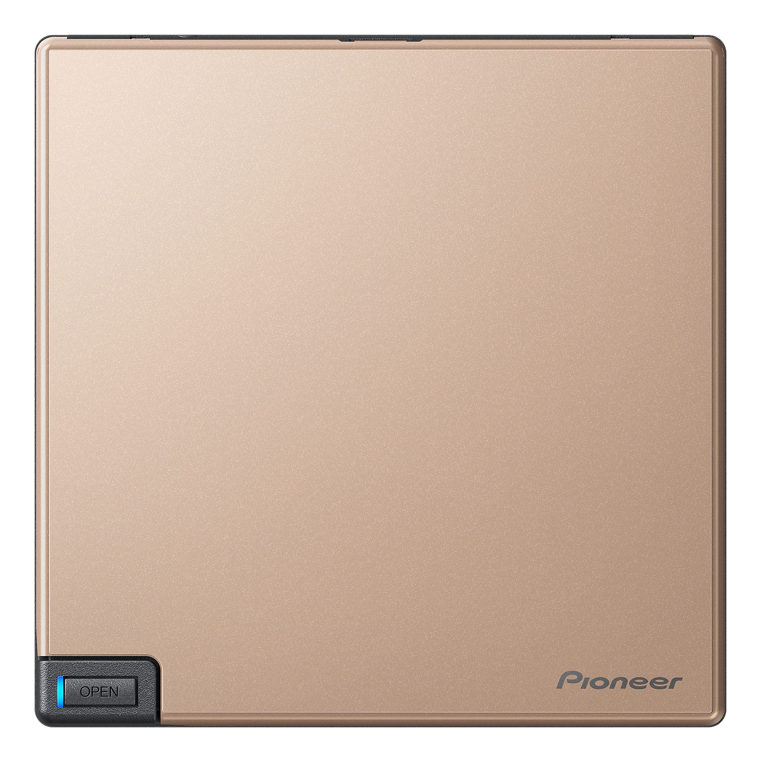 Pioneer BDR-XD08G Slim Portable External Blu-ray Drive - USB 3.2 Gen1 & Type-C Compatible, BD/DVD/CD Writer in Gold | Perfect for Laptops, Home Theater & Media Backup