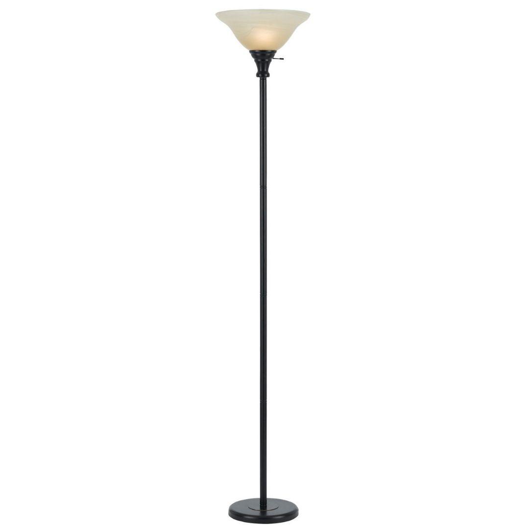150W 3-Way Torchiere Floor Lamp with Glass Shade in Dark Bronze - Adjustable Brightness for Living Room, Bedroom & Office Lighting | Cal Lighting