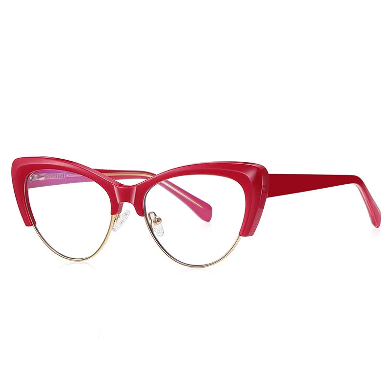 CCspace Unisex Full Rim Square Cat Eye Titanium Eyeglasses Frame 57455 - Lightweight Durable Glasses for Work, Reading & Fashion