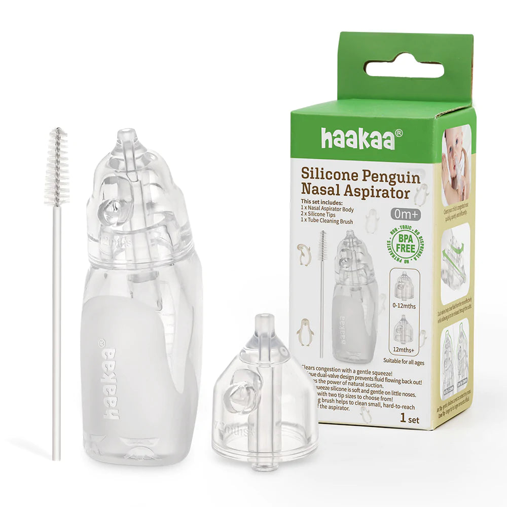 Baby Nasal Aspirator - Soft Silicone Penguin Shape for Newborns & Infants - Gentle Nose Cleaner for Congestion Relief - Perfect for Home, Travel & Daycare Use