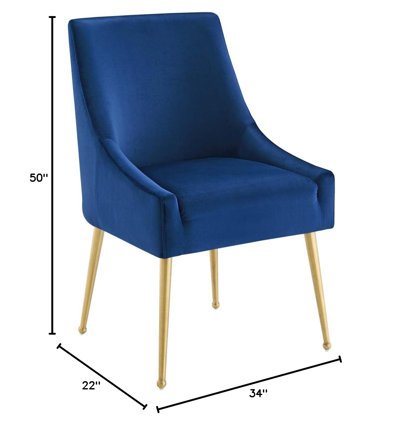 Modway Discern Upholstered Velvet Dining Chairs Set of 2 - Navy Blue Modern Kitchen Chairs for Dining Room, Restaurant & Home Decor