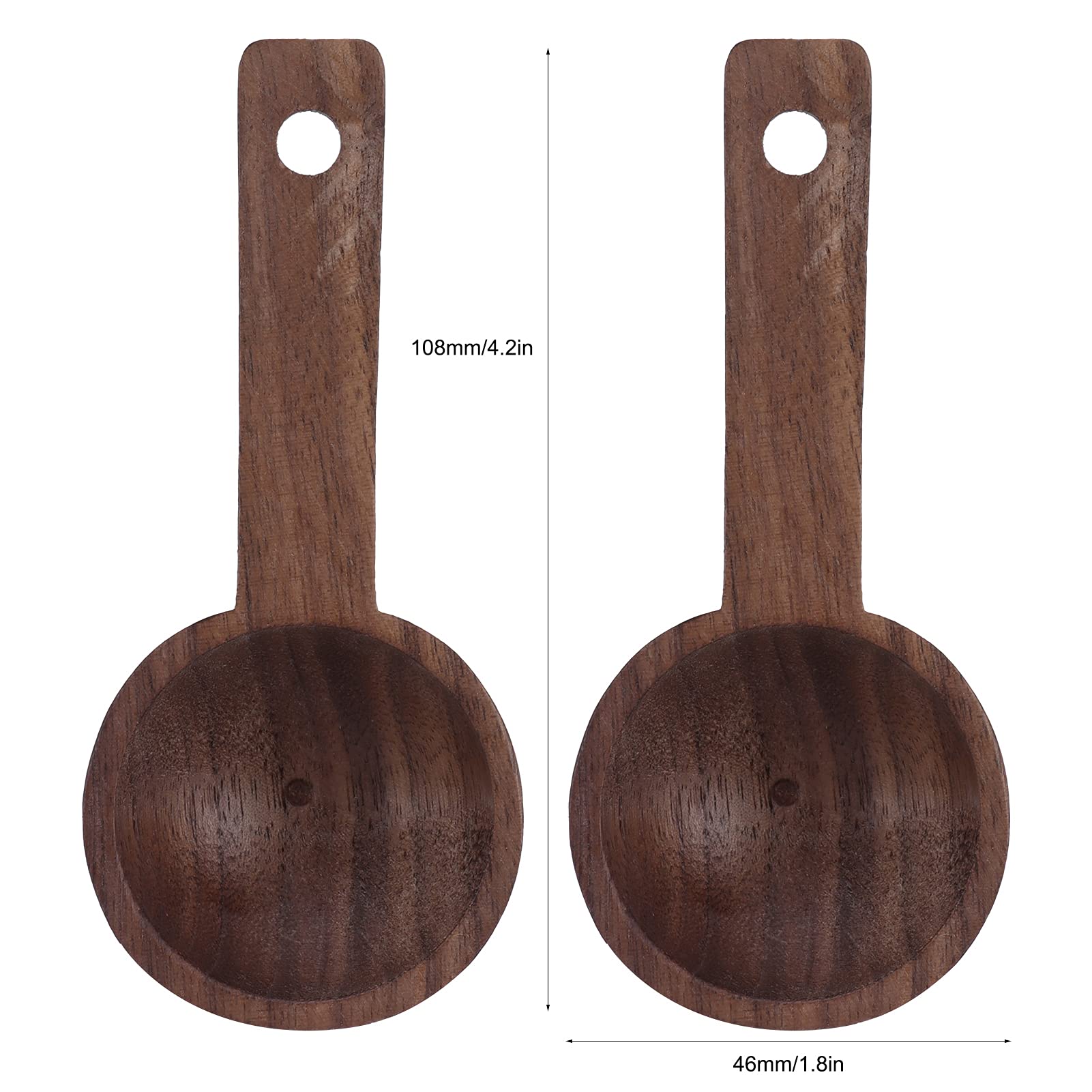 Premium Walnut Wood Coffee Spoon Set (2PCS) - Handcrafted Wooden Measuring Scoop for Coffee, Tea & Spices - Perfect for Baristas, Home Brewing & Gift Giving