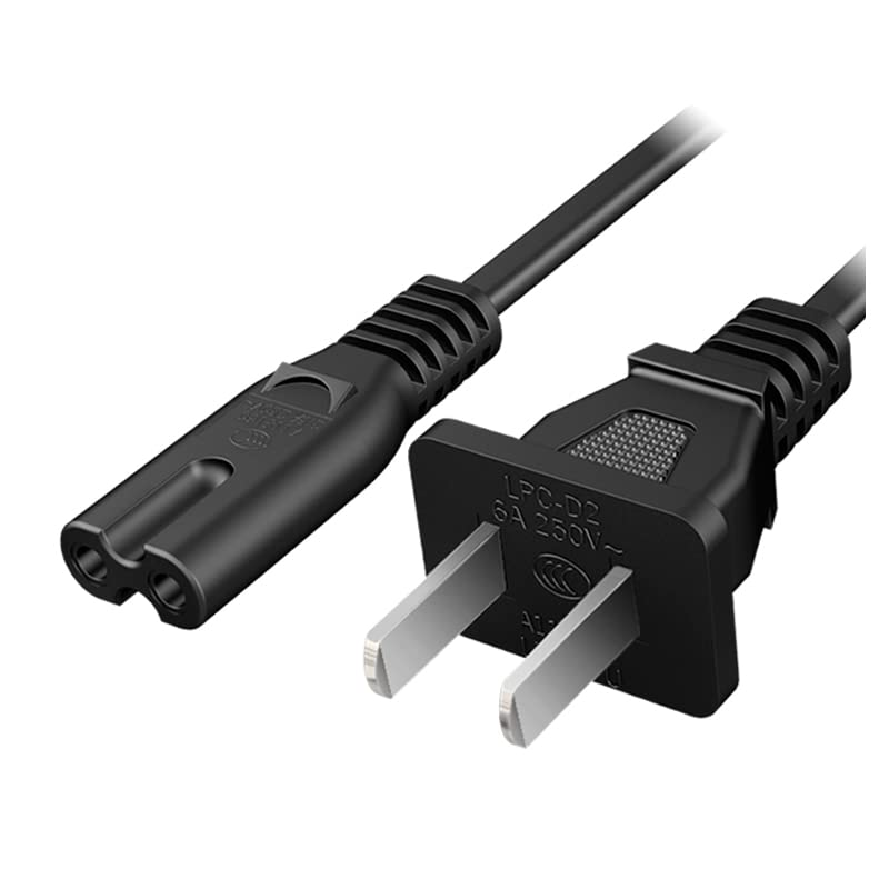 5ft Black AC 2 Prong C8 Power Cord - Standard 2-Slot Replacement Cable for TV, PS4, PS5, Speakers, Monitor & Xbox - Perfect for Home Entertainment Setup & Gaming Stations