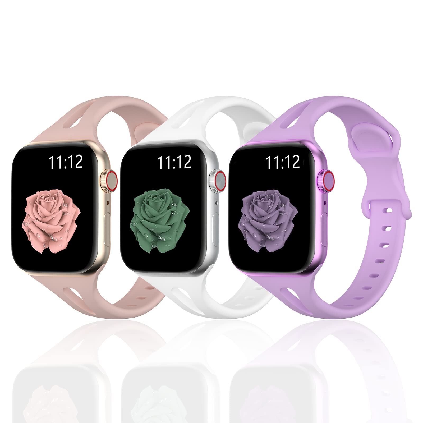 Sport Watch Band Compatible with Apple Watch 38mm 40mm 41mm 42mm 44mm 45mm - Soft Silicone Replacement Strap for iWatch Series SE/7/6/5/4/3/2/1 - Waterproof, Slim Design for Men, Women & Kids - Perfect for Running, Swimming & Daily Wear