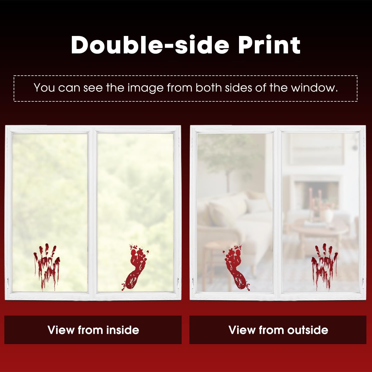 Horaldaily 100 PCS Halloween Window Cling Stickers - Bloody Handprint Decals for Home, Party, Shop Window & Glass Display - Perfect for Halloween Decorations, Spooky Party Supplies & Haunted House Themes